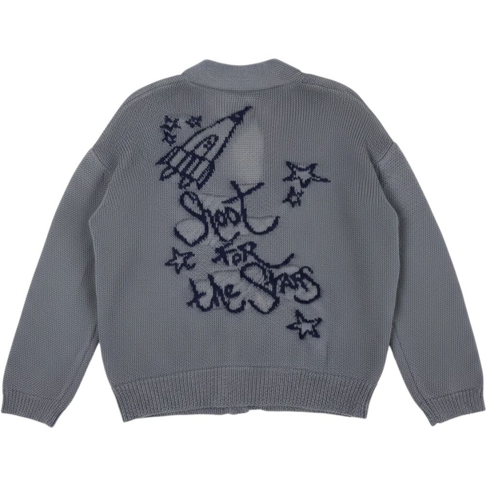 KOCH XS Grey Longfellow Cardigan Sweater Shoot For The Stars Rocket USA $460